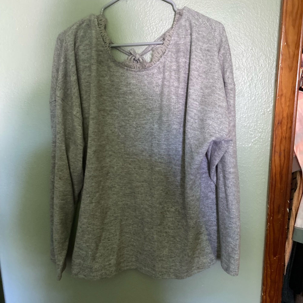 never worn grey lace back sweater large